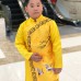 Sét áo dài Gấm bé trai họa tiết đèn lồng màu vàng kèm quần (2-14 tuổi)
