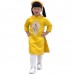 Set 3 chi tiết áo dài cách tân bé gái Vinakids đính hoa kim sa  màu vàng 2-14 tuổi (12-45kg)